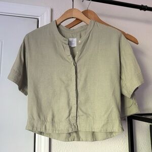 COAST sage green linen short sleeve shirt shorts set